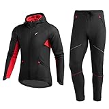 ROCKBROS(ロックブロス)サイクルジャージ 秋冬 長袖 上下 サイクルパンツ サイクルウェア 防風 防寒 撥水 裏フリース ウインドブレーカー メンズ 自転車 釣り ランニング カジュアル L