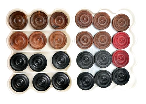 Synco Professional Wooden Carrom Coins Set | 24 Carrom Board Coins in Special Case (Genius for Player)