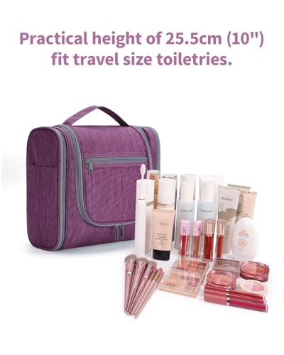 Image of Hanging Travel Toiletry Bag Cosmetic Make up Organizer for Women and Men (Large, A-Purple)