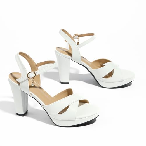 Image of Block Heeled Platform Sandals Chunky Open Toe Shoes for Women