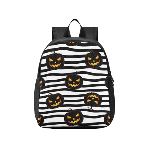 Halloween Funny Pumpkin Black Kids Backpack for Boys Girls School Elementary Kindergarten Backpack for Toddler Kids School Bag Bookbag Age 3-6