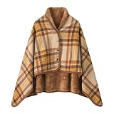 ひざ掛け 肩掛け 毛布 大判 ブランケット 4way 着る毛布 ボタン付き 裏起毛 ハーフケット 暖かい ふわふわ 静電気防止 防寒対策 オフィス 昼寝用 アウトドア 出張 キャンプ 通年使用 (オレンジ色 80X135cm)