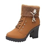 Bottines A Talon Femme Cuir Hiver Chaud Vintage Mode Pas Cher Bottes Talons Epais Ankle Boots Chaussures Talons Chelsea Bottines