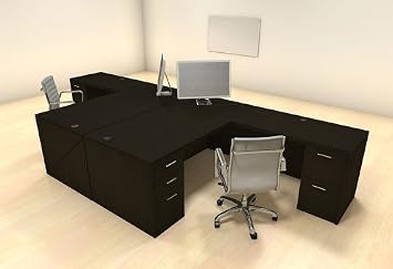 Two Persons Modern Executive Office Workstation Desk Set, CH-AMB-F18