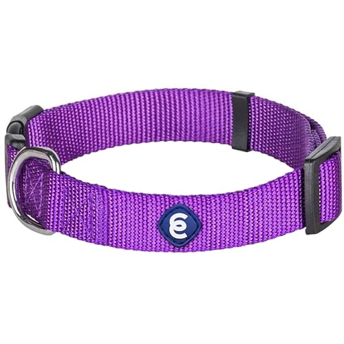 Blueberry Pet Essentials Matching Large Dog Collar | Adjustable Classic Solid Color Nylon Dog Collars for Large Dogs | Dark Orchid Dog Collar for Large Dogs