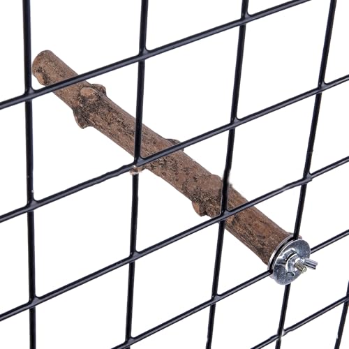 Image of Natural Wood Bird Perch Set, 5 Branch Perches with Mounting Hardware, Parrot Cage Accessories for Claw and Beak Care (Natural, Medium)