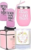 60th Happy Birthday Gift for Women, 60th Soy Candle Gift Box for Her, 60th Birthday Cup, 60 and Fabulous, 60th Birthday Gift for Woman, I'm 60, Best Turning 60 Year Old Birthday Gift Ideas for Wife, M