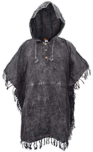 Gheri Mens Cotton Lightweight Kangaroo Pocket Hooded Festival Poncho