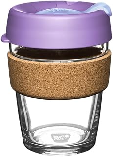 KeepCup Brew Cork - Reusable Coffee Cup Tempered Glass and Natural Cork, M 12oz/340ml - Moonlight