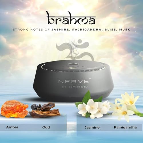 Image of Keydroid Nerve Mindful Fragrances 30ml | Car Aroma Diffuser | Aromachology based | Long-Lasting, Anti-Odour Perfume | Rechargeable & Refillable (Bramha