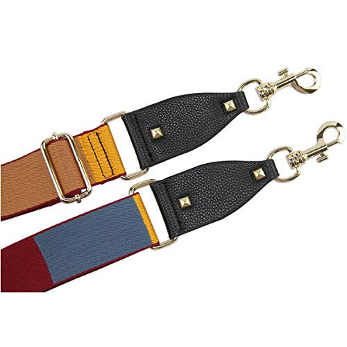 Image of Duwi Wide Purse Strap Multicolor Striped Guitar Style Strap Adjustable Canvas Crossbody Bag Strap