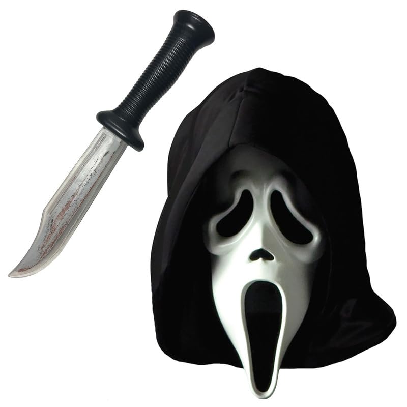 My Illusions Officially Licensed Scream GhostFace Mask + Knife Adults Halloween Fancy Dress Costume Accessory Set