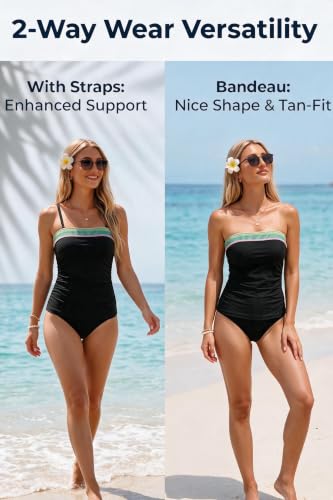 Image of Daci Women Strapless Tankini Tummy Control 2 Piece Bandeau Swimsuit
