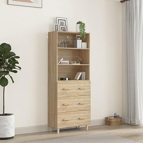 FOZICV Armario auxiliar de madera para salón, dormitorio u oficina, armario de almacenamiento, diseño moderno y elegante, roble sonoma, 69,5 x 34 x 180 cm