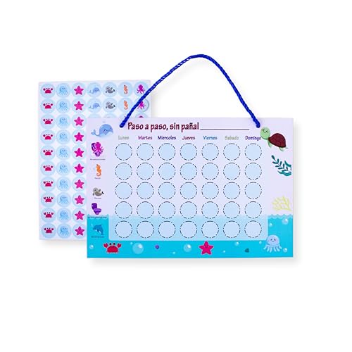 ADEGO Paso a paso, Sin Pañal   Calendario con Imanes para dejar el Pañal   Mi Plan de Orinal   Potty Training Infantil   Diseño Marino o Espacial (Marino)