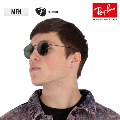 Image of Ray-Ban RB3447 ROUND METAL CHROMANCE POLARIZED Round Shape Sunglasses for Men with Official Eyewear Kit