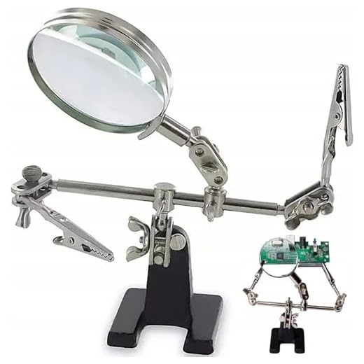Retoo Soldador de tercera mano con lupa de 2,5 x y 2 manos auxiliares, estación de soldadura con lámpara de lupa y 2 brazos metálicos flexibles para aficionados a las manualidades, soldadura