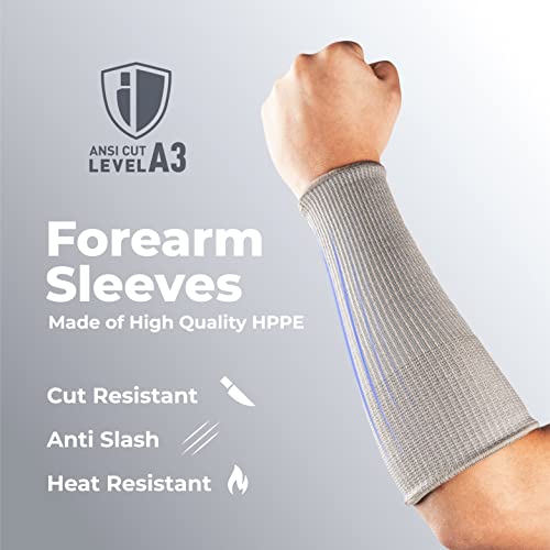 Image of OriStout Cut Resistant Work Sleeves with Tumb Hole, Grey, 4 Pairs