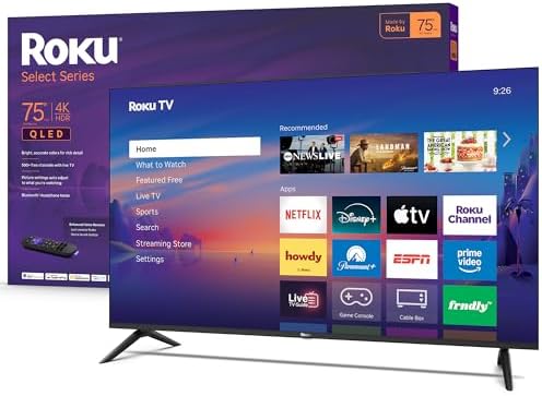 Roku Smart TV 2026 – 75-Inch Select Series, 4K QLED TV – Roku TV ...