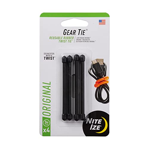 Nite Ize GT3-4PK-01 Gear Reusable Rubber Twist Tie, 3" - 4-Pack, Black, 4 Count #1