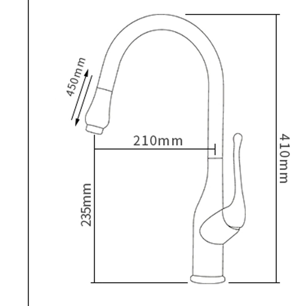 grifo de ducha, Grifo de cocina acero inoxidable 304, monomando(Chrome)