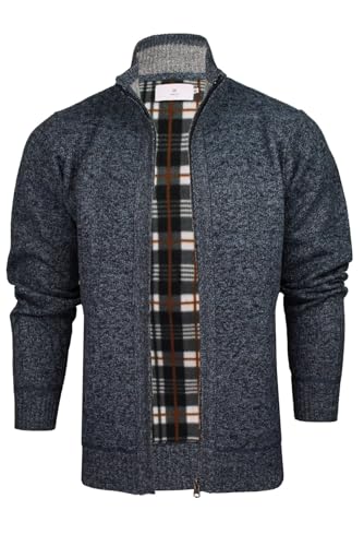 Pull Tricoté Zippé Homme Xact : Protégez-vous du Froid avec la Doublure Polaire à Carreaux