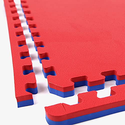 Incstores 1 Inch Thick Mma Foam Flooring Tiles | Extra Thick Interlocking Foam Tiles For Mixed Martial Arts Floor Protection In Your Home Gym, Training Facility, And More | Blue/Red, 16 Tiles #TOP5