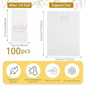 Nervure 100PCS Wedding Napkins with Built-in Flatware Pocket - White and Gold Mr & Mrs Prefolded Cloth Like Disposable Napkins for Wedding & Bridal Shower Nervure 100PCS Wedding Napkins with Built in Flatware Pocket White and Gold Mr Mrs Prefolded Cloth Like Disposable Napkins for Wedding Bridal Shower
