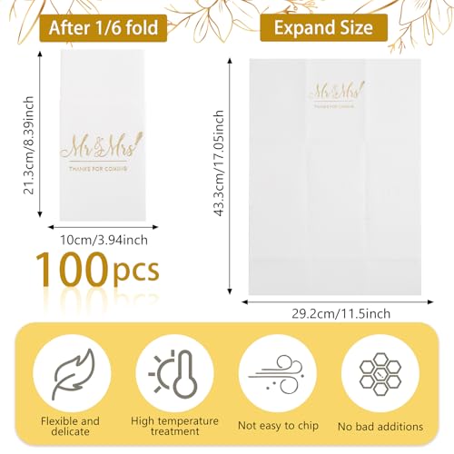 Nervure-100PCS-Wedding-Napkins-with-Built-in-Flatware-Pocket-White-and-Gold-Mr-Mrs-Prefolded-Cloth-Like-Disposable-Napkins-for-Wedding-Bridal-Shower Nervure 100PCS Wedding Napkins with Built in Flatware Pocket White and Gold Mr Mrs Prefolded Cloth Like Disposable Napkins for Wedding Bridal Shower