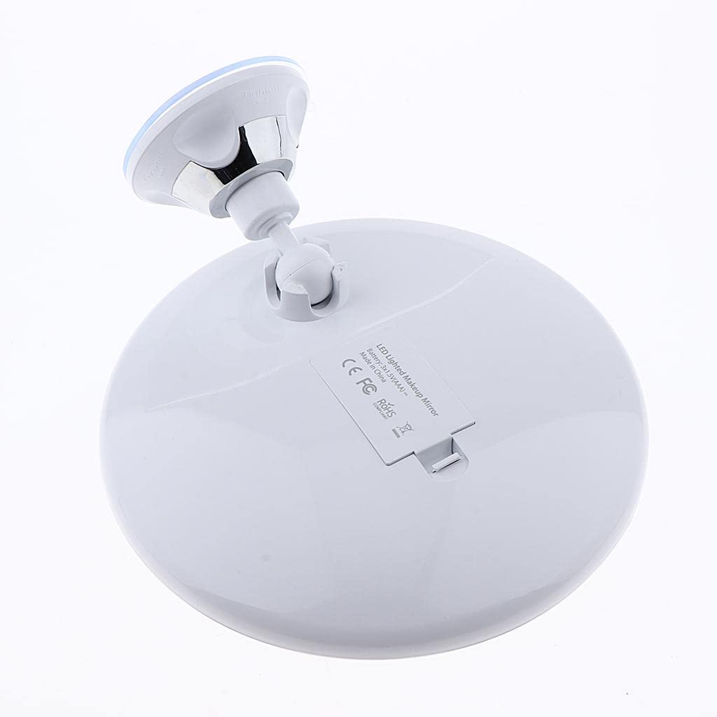 misppro Specchio da trucco illuminato con ingrandimento 7x, con ventosa, specchio da viaggio regolabile per piano di lavoro del bagno