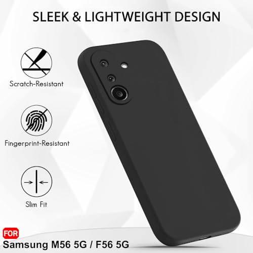Image of TheGiftKart Liquid Silicone Back Cover Case for Samsung Galaxy M56 5G / F56 5G | Soft Micro-Fibre Lining Inside | Camera & Screen Protection | Shockproof Back Cover Case (Silicone, Black)