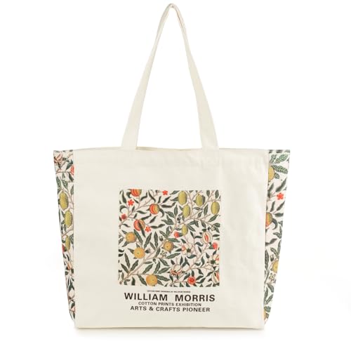 BROADREAM Jutebeutel Bedruckt Vintage, Jute Beutel, Einkaufstasche Bag, Canvas Totes Bags Aesthetic Vintage Taschen Groß Umhängetasche Stofftaschen für Damen Uni Arbeit