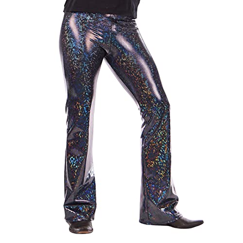 Revolver Fashion Holographic Disco Men's Flare Pants: Usa Made Flared Bell Bottom Pants, Black ,Large (34-36 Waist) #TOP3