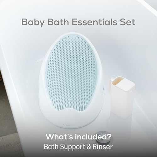 Image of Angelcare Soft-Touch Baby Bath Support & Rinser Bundle, Aqua