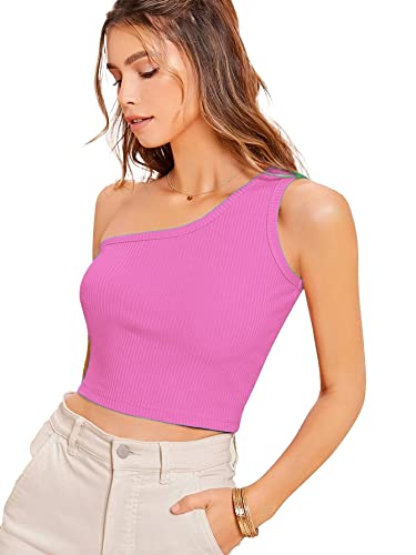 Image of Istyle Can Women's & Girls' Solid Square Neck Ribbed /Knitted Sleeveless Single Shoulder Stretchable Slim Fit Crop Tank Top