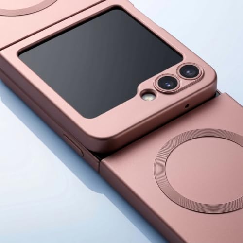 Image of amazon basics Premium Mag-Safe Case for Samsung Galaxy Z Flip 5 5G | Shockproof & Anti-Scratch Cover | Soft Silicone with Wireless Charging | Camera Lens Guard - Rose Gold