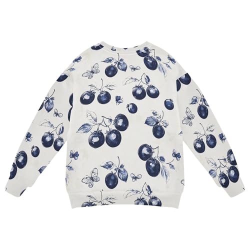 JUNZAN Art Blueberries Fruit Neutral Kids Boys Hooded Sweatshirt Long Sleeve Kids Hoodies Boys Camping 4T2