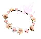 DDazzling Girls Breath Crown Flower Girl crown Floral Headband Wedding Hair Wreath Photo Props (Baby Pink)