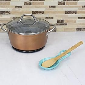 Home Basics Lattice Collection Cast Iron Spoon Rest (Turquoise) 41KYWMljeiL. SS280