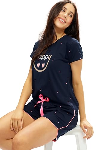 Image of LOTIK Women's Cotton Little Heart Smile Printed Top & Shorts Set