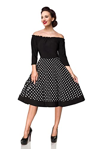 Schulterfreies Swing-Kleid mit Punkten S