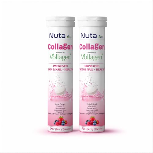 Image of Collagen Tablets for Skin, Hair & Nails | Effervescent Formula with Vollagen, Vitamin C, Resveratrol & Vitamin E | Berry Flavour | 30 Tablets