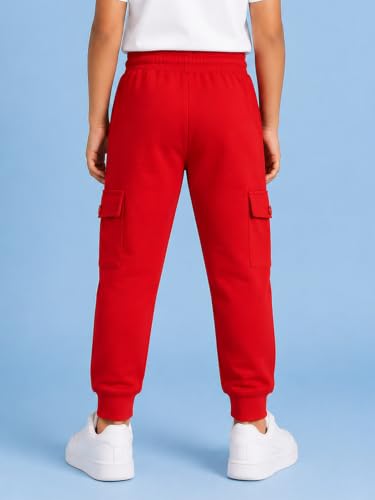 Image of KiddoPanti Boys Cotton Joggers | 100% Cotton Single Jersey | 2 Side Cargo Pockets with Flap | Elasticated Waist Band with Functional Drawcord | Soft & Breathable Track Pants