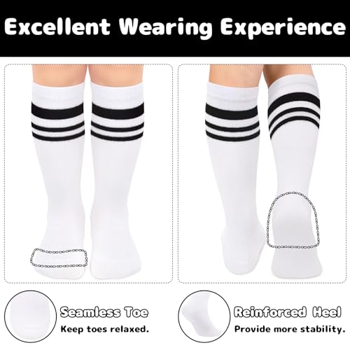 Olreco 4 Pack Toddler Soccer Socks Kids Soccer Socks Youth Kids Baseball Sock Boys Girls Softball Sock Cotton4