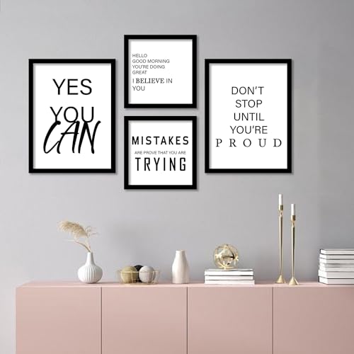 Image of kotart Motivational Quotes Posters with Frame for Home Decoration - Quotes Frame for Living Room Bedroom Office Room Decor - Painting for Wall Decoration - Pack of 4 (Art 7, Small (10x13 or 10x10 inch))