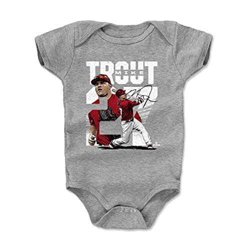 500 LEVEL Mike Trout Baby Infant One Piece Bodysuit (18-24 Months, Heather Gray) - Mike Trout Collage W WHT