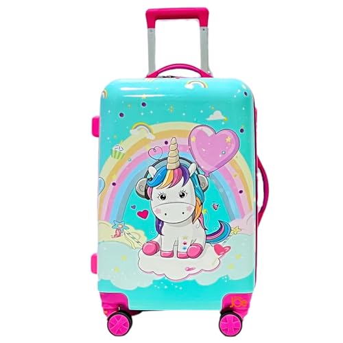 Image of JUNIOR JOE ABS Hard Shell 8 Wheels 24 Inches 360 Degree Rolling Trolley Suitcase for Kids (Luggage-9), BLUE, Medium