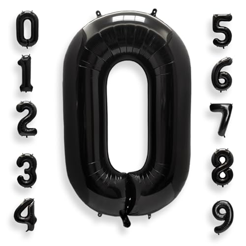 AULE Luftballon Zahl 0 Schwarz: XXL 101 cm Zahlen Folienballon Geburtstag Schwarze 0 Jahre 40 Zoll Helium Ballon Zahlenballon für Babyparty Jubiläum Deko