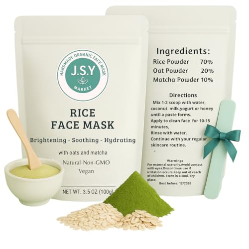 Organic Rice Face Mask Powder with Oats & Matcha -