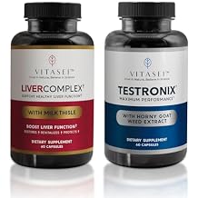 VITASEI Liver Cleanse Detox & Repair, Liver Complex Capsules for Women & Men 60 Capsules + Testronix Booster for Men 60 Capsules
